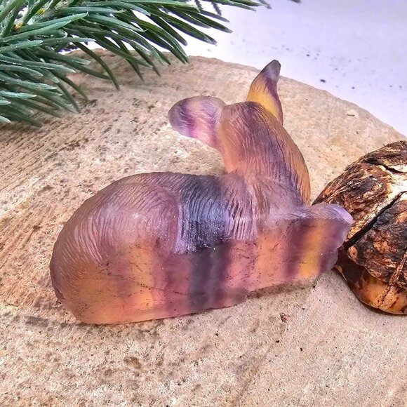 Nature Rainbow Fluorite Hand Carved 2.2" Deer Figure - Picture 3 of 10